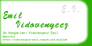 emil vidovenyecz business card